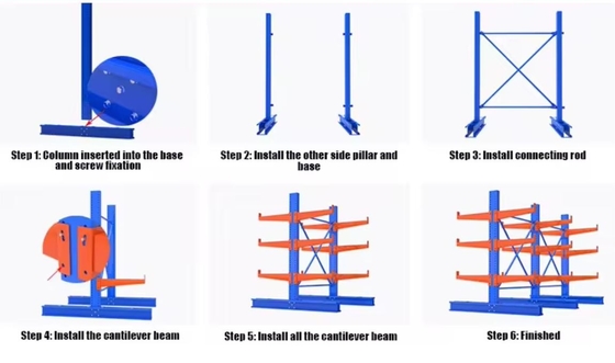 Powder Coated Heavy Duty Cantilever Racking with 2-5 Levels for Capacity Storage